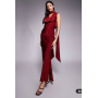 ASOS DESIGN Tall satin cowl neck midi dress with scarf neck ties and twist back in burgundy