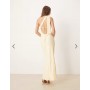 ASOS DESIGN satin one shoulder maxi dress in buttermilk