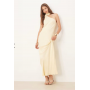 ASOS DESIGN satin one shoulder maxi dress in buttermilk