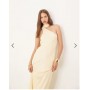 ASOS DESIGN satin one shoulder maxi dress in buttermilk