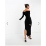 ASOS DESIGN off shoulder twist midi dress with long sleeves in black