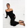 ASOS DESIGN off shoulder twist midi dress with long sleeves in black