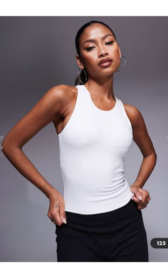 4505 Icon soft touch racer back vest with inner bra and removable padding in white