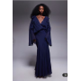 ASOS DESIGN slouchy hip ruffle maxi dress with godets in navy