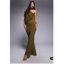 ASOS DESIGN one shoulder slinky drape maxi dress with cape detail in khaki