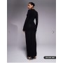 ASOS DESIGN high neck long sleeve with ruching maxi dress in black