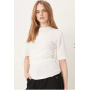 Vila ruched side detail short sleeve t-shirt in cream