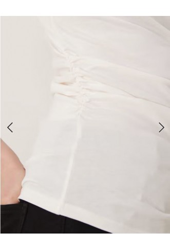 Vila ruched side detail short sleeve t-shirt in cream