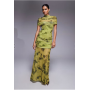 ASOS DESIGN printed mesh highneck overlay maxi dress with sheer shirt in green floral