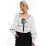ASOS DESIGN square neck broderie top with ribbon insert in white