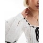 ASOS DESIGN square neck broderie top with ribbon insert in white