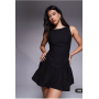 The Frolic exclusive bengaline sleeveless slash neck hip pleat detail mini dress in black