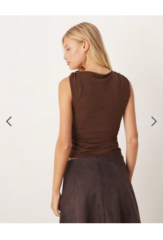 ASOS DESIGN draped tank with gold metal hardware trim detail in brown
