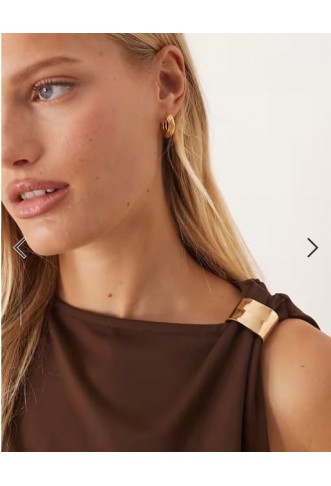 ASOS DESIGN draped tank with gold metal hardware trim detail in brown