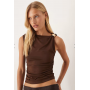 ASOS DESIGN draped tank with gold metal hardware trim detail in brown
