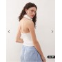 COLLUSION halter neck shirt top in white