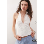 COLLUSION halter neck shirt top in white