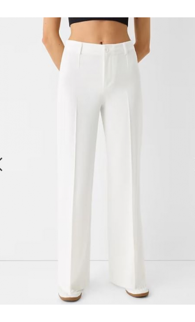 Bershka Wide-leg tailoring trousers in white
