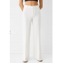 Bershka Wide-leg tailoring trousers in white