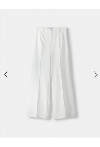 Bershka Wide-leg tailoring trousers in white