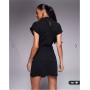 ASOS DESIGN grown on neck wrap mini dress in black