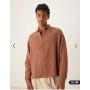 ASOS DESIGN oversized cheesecloth textured shirt in brown