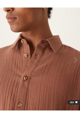 ASOS DESIGN oversized cheesecloth textured shirt in brown