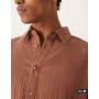 ASOS DESIGN oversized cheesecloth textured shirt in brown
