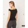 JJXX asymmetric glitter sheer top in black