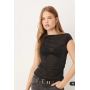 JJXX asymmetric glitter sheer top in black