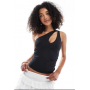 Bershka semi sheer one shoulder co-ord in black