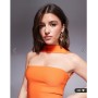 Vesper bengaline choker neck detail bandeau side split maxi dress in orange