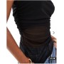 ASOS DESIGN gathered short sleeve off shoulder mesh top in black
