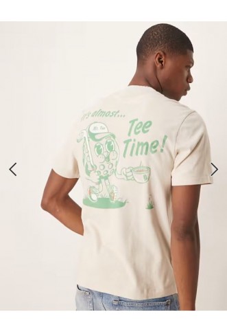 Abercrombie & Fitch tea time graphic back print t-shirt in beige
