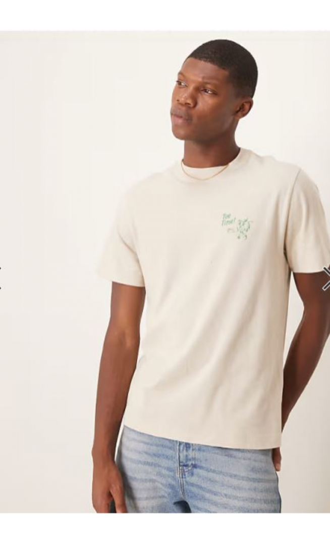 Abercrombie & Fitch tea time graphic back print t-shirt in beige