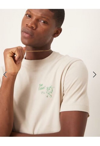 Abercrombie & Fitch tea time graphic back print t-shirt in beige