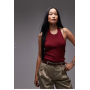 Mango compact knit halterneck top in dark red