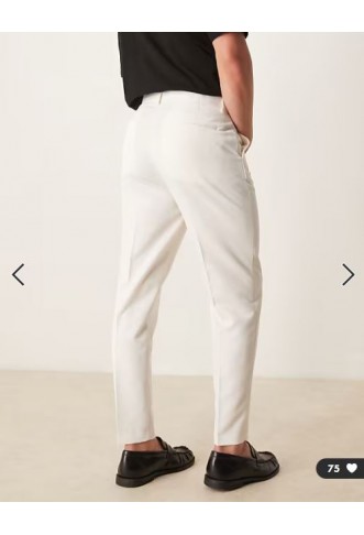 ASOS DESIGN smart tapered fit trousers in white