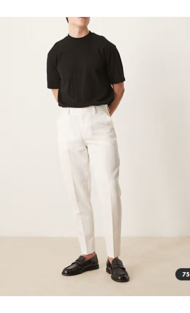 ASOS DESIGN smart tapered fit trousers in white