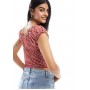 ASOS DESIGN milkmaid top in red gingham