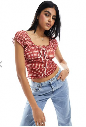 ASOS DESIGN milkmaid top in...