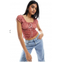 ASOS DESIGN milkmaid top in red gingham