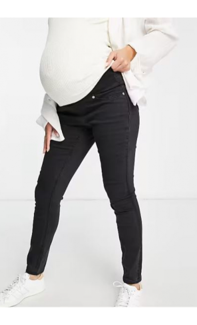 ASOS DESIGN Maternity ultimate skinny jeans in washed black with under the bump waistband