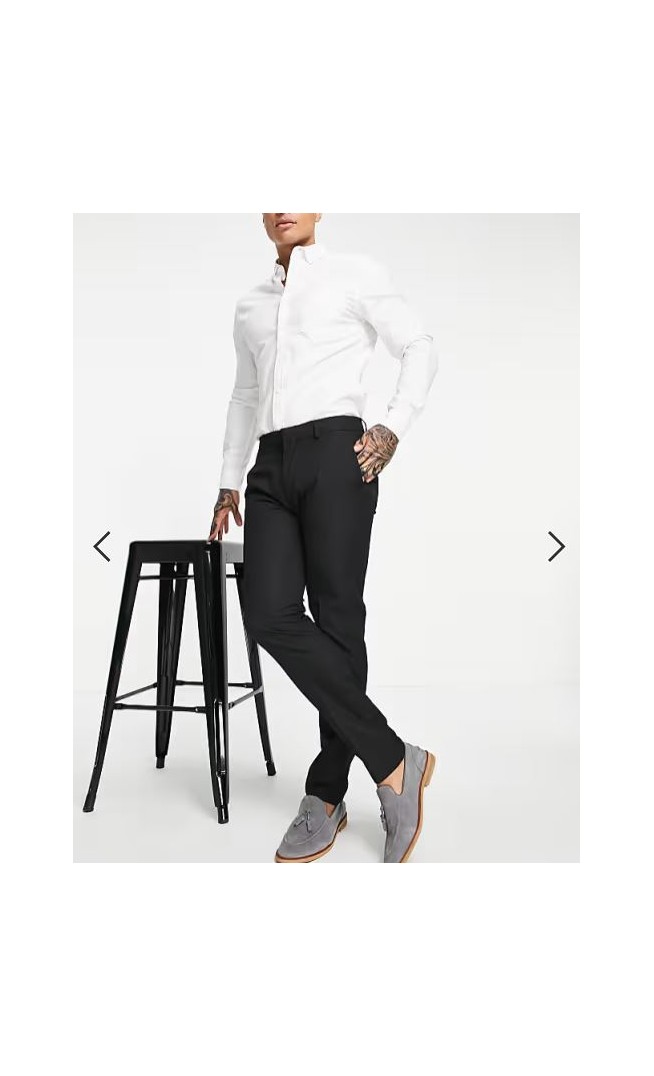 Topman skinny suit trousers in black