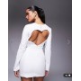 Oh Polly sweetheart long sleeve mini dress in white