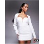 Oh Polly sweetheart long sleeve mini dress in white