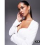 Oh Polly sweetheart long sleeve mini dress in white