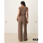 Mango polyamide straight leg tie waist trouser co-ord in brown