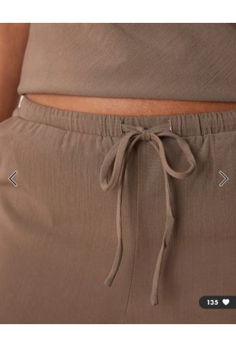Mango polyamide straight leg tie waist trouser co-ord in brown