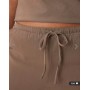 Mango polyamide straight leg tie waist trouser co-ord in brown